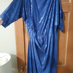 Igigi cold shoulder, royal blue cotton dress with sequins. 14/16